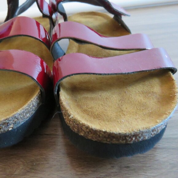 NAOT Kayla Cherry Red Patent Leather Slingback Comfort Sandals - Size US 8 - 8.5 - Picture 10 of 15